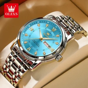 OLEVS 5513 Marke Exklusive Mann Quarzuhr Stahlband Wasserdicht Leucht Kalender Woche Elegante Luxus Original herren Uhren