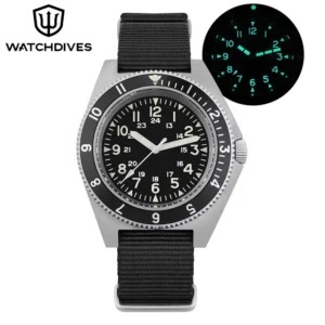 Watchdives WD1972 Quarzuhr VH31 Sweep Sekundenwerk Saphirglas BGW9 Leuchtende 20Bar wasserdichte Vintage Herrenuhren