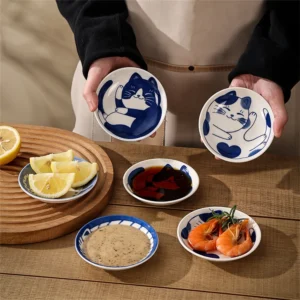 Creative Cartoon Lucky Cat Ceramic Dessert Sauce Dish Fruit Sushi Plate