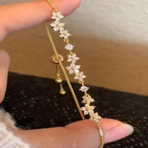 Armband aus Zinklegierung, funkelndes Zirkon-Blumenarmband, handgefertigtes Armband aus Legierung für den täglichen Gebrauch, Modeaccessoire, Party