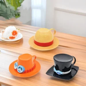 Cartoon Keramik Tasse Wasser Tasse Sabo Ruffy Ace Hut Geformte Kaffeetasse Drei Brüder Hut Kreative Tassen Kaffeetasse und Untertasse Set