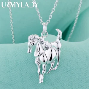 Modemarke Halskette aus 925er-Sterlingsilber für Damen, luxuriöser Hochzeitsschmuck, elegante Pferdeanhänger-Kette