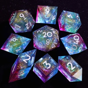 9-Würfelset aus polyedrischem Kunstharz DnD Aurora Quadrant Mirage