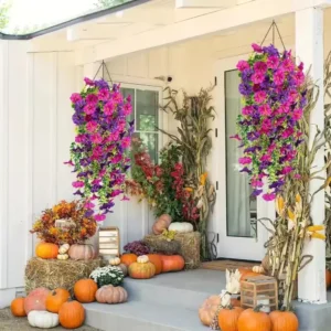2 Stück künstliche Morning Glory & Eucalyptus-Hängedekoration, perfekt für Zuhause, Garten, Hochzeiten, vielseitige Pflanzen im Freien, Gartenparty