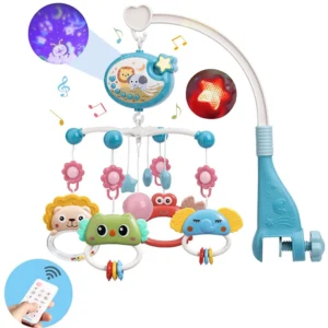 Musikalisches Baby-Mobile mit Lichtern und Musikprojektion für Säuglinge Fernbedienbare Krippenspielzeuge für Neugeborene Mobile für Babybetten