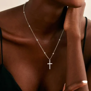 Gold Silber Farbe Kreuz Anhänger Halskette Mode Exquisite Metall Legierung Kette Tropfen Halsketten Religiöse Schmuck für Frauen Männer Geschenke