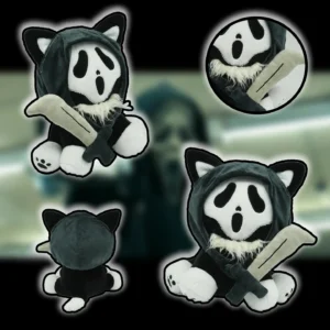 Neues Geister-Plüschtier Coole Geisterkatze Cartoon-Killer-Plüschpuppe Horrorfilm Weiches Plüschtier Lustige Halloween-Deko Geschenke