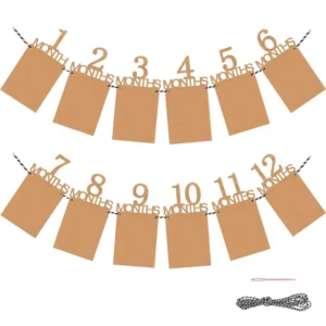 Birthday Baby One Year 12 Months Photo Banner Baby Boy Girl 1 Year Birthday Party Decor Photo Garlands Baby First Birthday Party