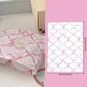 10 Stück Seidenpapier mit Schleife, rosa Schleife, Blumenstrauß, Blumenpapier, Kuchen, Backen, Geschenkpapier, Kunstpapier für DIY-Handwerk, Geburtstagsdekoration