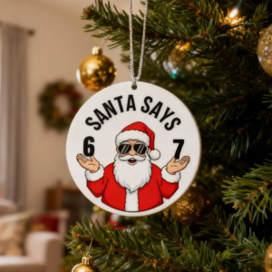 Lustiger Weihnachtsmann sagt sechs sieben Weihnachtsornamente, lustige 67-Meme-Ornamente für den Weihnachtsbaum, Gag-Geschenke, Strumpffüller für Teenager