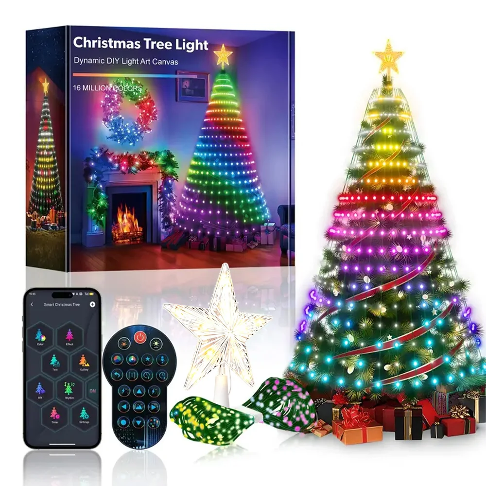 Usb 400Leds Weihnachtsbaum-Lichterkette, Diy-Text Rgbic Feiertagsbeleuchtung Für Garten, Terrasse, Weihnachten, Halloween, Valentinstag Dekoration Usb 400Leds Weihnachtsbaum-Lichterkette, Diy-Text Rgbic Feiertagsbeleuchtung Für Garten, Terrasse, Weihnachten, Halloween, Valentinstag Dekoration – Bild 2