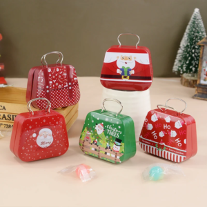 Weihnachten Weißblech Handtasche Weihnachten Zinn Geschenk Boxen Metall Candy Box Cookie Boxen Für Urlaub Weihnachten Party Liefert Ornamente