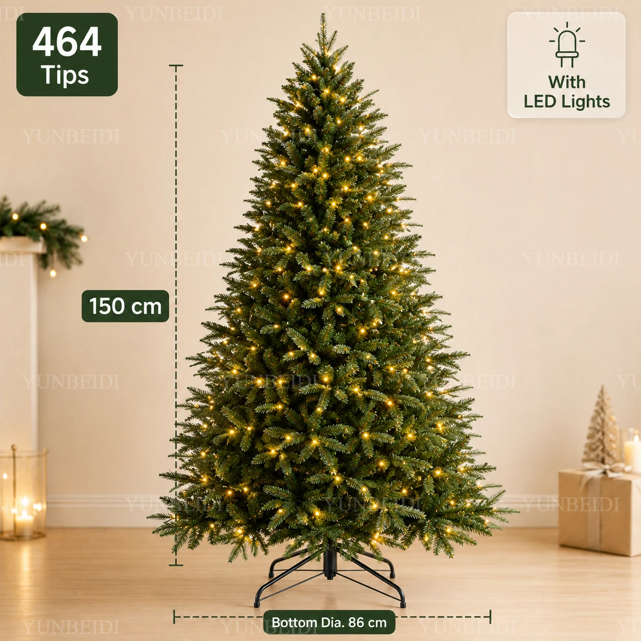 Künstlicher Weihnachtsbaum Aus Pe+Pvc Mit Led-Lichtern, Grün, Großer Weihnachtsbaum 120 Cm Bis 270 Cm, Familien-Weihnachtsdekorationen Künstlicher Weihnachtsbaum Aus Pe+Pvc Mit Led-Lichtern, Grün, Großer Weihnachtsbaum 120 Cm Bis 270 Cm, Familien-Weihnachtsdekorationen – Bild 3