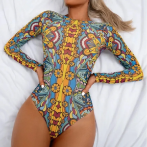 Damen-Badeanzug mit langen Ärmeln, UV-Schutz, Rashguard, SPF, Sonnenschutz, Surfanzug, Tauch-Badebekleidung, Strand-Sportbekleidung, Bodysuits