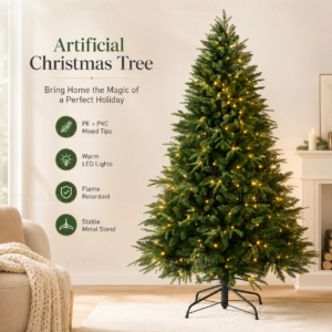 Künstlicher Weihnachtsbaum aus PE+PVC mit LED-Lichtern, grün, großer Weihnachtsbaum 120 cm bis 270 cm, Familien-Weihnachtsdekorationen