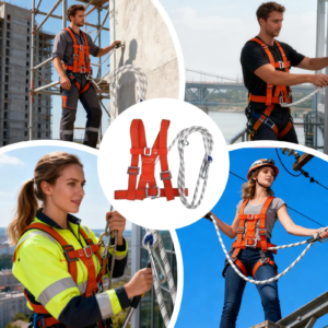Sicherheitsgurt-Set mit Sturzschutz und Stoßdämpfendem Verbindungsgurt Dachdecker-Arbeitsgurte Ganzkörper-Sicherheitsgurt für Bauarbeiten