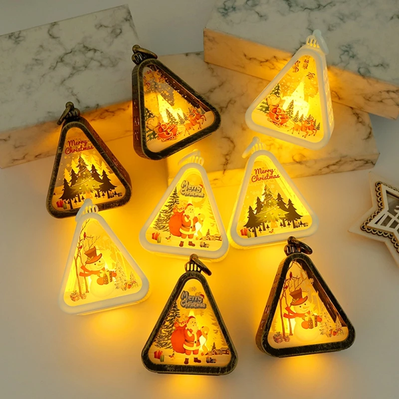 Mini Weihnachten Led Dreieck Laterne Santa Claus Schneemann Festival Lampe Indoor Tisch Ornamente Party Szene Requisiten Hause Dekoration Mini Weihnachten Led Dreieck Laterne Santa Claus Schneemann Festival Lampe Indoor Tisch Ornamente Party Szene Requisiten Hause Dekoration