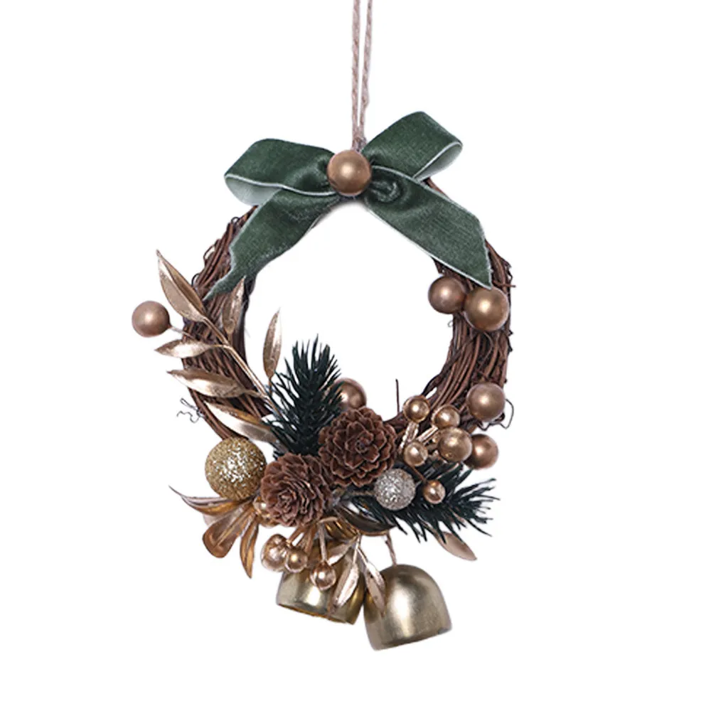 Mini-Weihnachtskranz Mit Gold- Und Silberkugeln, Glocken, Tannenzapfen, Weihnachts-Türhänger-Dekoration Für Zuhause 2026, Weihnachtsbaum-Ornament Mini-Weihnachtskranz Mit Gold- Und Silberkugeln, Glocken, Tannenzapfen, Weihnachts-Türhänger-Dekoration Für Zuhause 2026, Weihnachtsbaum-Ornament – Bild 4