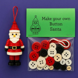 Weihnachten DIY Knopf Ornament Kits handgemachte Knopf Santa Craft Kit Weihnachtsbaum geformt Weihnachtsdekoration hängende Verzierung