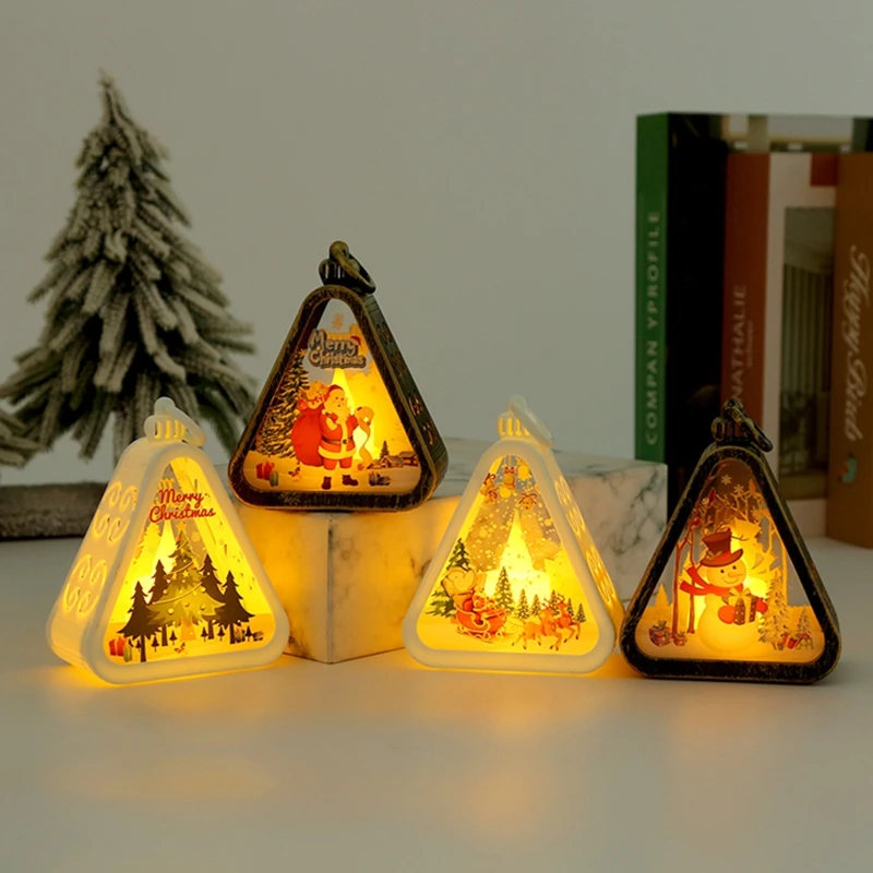 Mini Weihnachten Led Dreieck Laterne Santa Claus Schneemann Festival Lampe Indoor Tisch Ornamente Party Szene Requisiten Hause Dekoration Mini Weihnachten Led Dreieck Laterne Santa Claus Schneemann Festival Lampe Indoor Tisch Ornamente Party Szene Requisiten Hause Dekoration – Bild 2