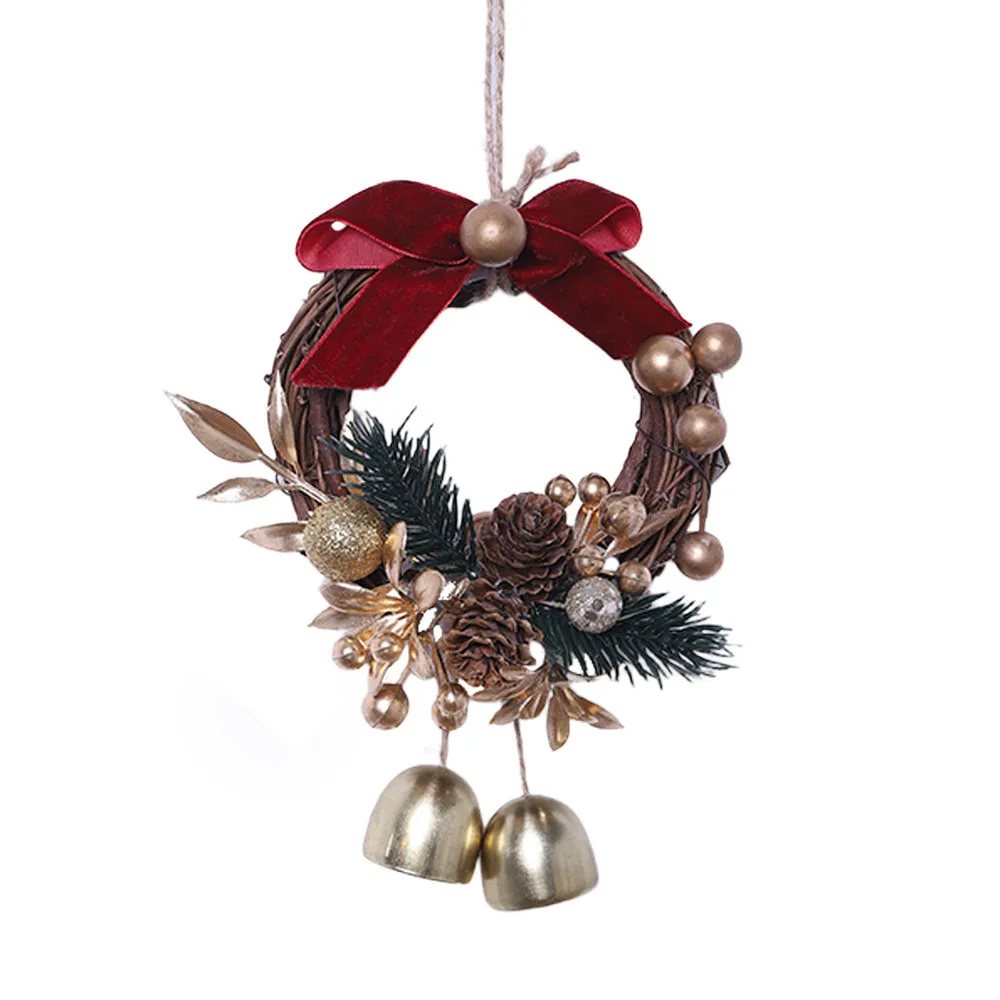 Mini-Weihnachtskranz Mit Gold- Und Silberkugeln, Glocken, Tannenzapfen, Weihnachts-Türhänger-Dekoration Für Zuhause 2026, Weihnachtsbaum-Ornament Mini-Weihnachtskranz Mit Gold- Und Silberkugeln, Glocken, Tannenzapfen, Weihnachts-Türhänger-Dekoration Für Zuhause 2026, Weihnachtsbaum-Ornament – Bild 2