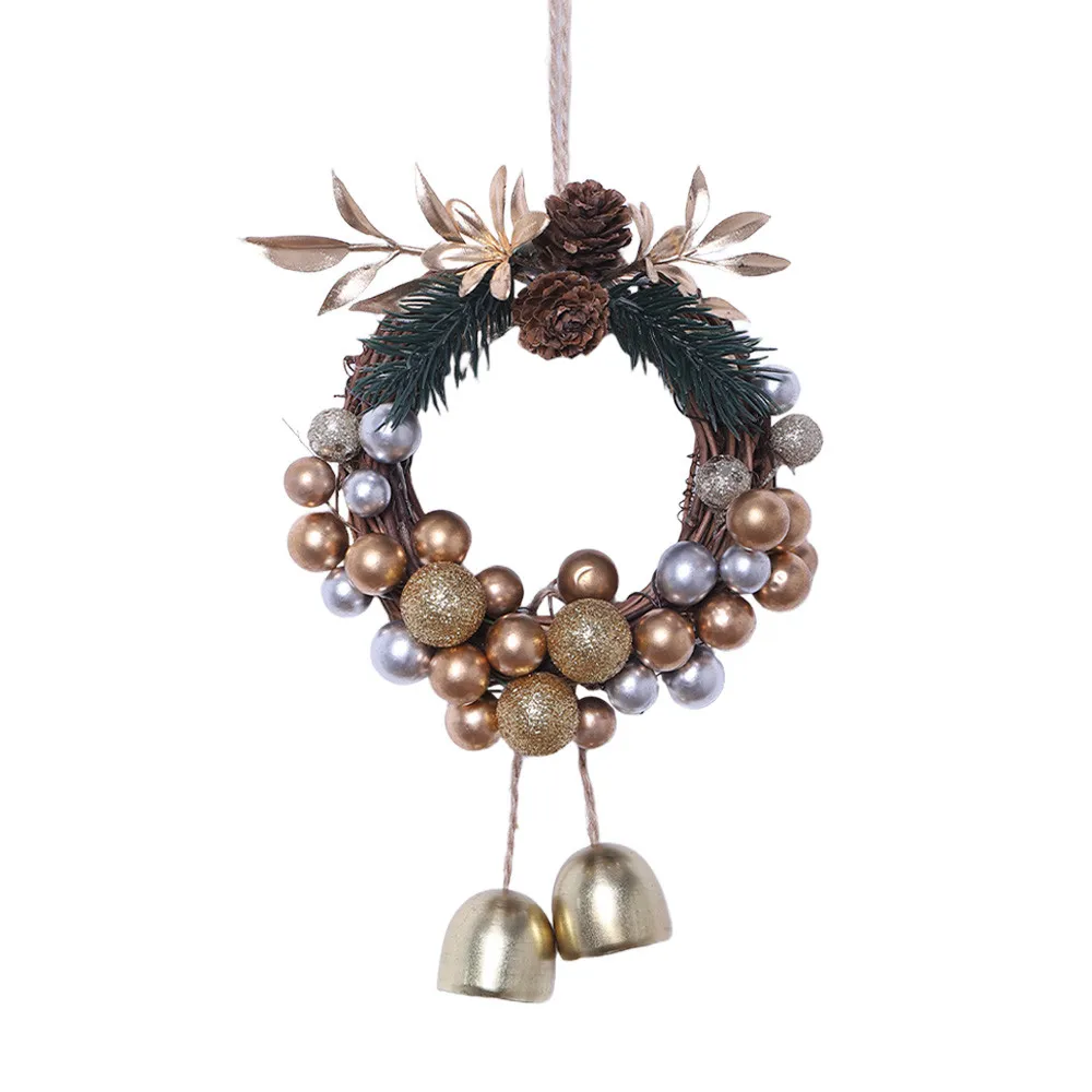 Mini-Weihnachtskranz Mit Gold- Und Silberkugeln, Glocken, Tannenzapfen, Weihnachts-Türhänger-Dekoration Für Zuhause 2026, Weihnachtsbaum-Ornament Mini-Weihnachtskranz Mit Gold- Und Silberkugeln, Glocken, Tannenzapfen, Weihnachts-Türhänger-Dekoration Für Zuhause 2026, Weihnachtsbaum-Ornament – Bild 3