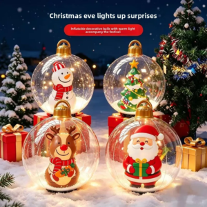 Weihnachtlicher aufblasbarer Dekoball 60cm Outdoor PVC Riesige Große Kugeln Weihnachtsbaumdekorationen Spielzeugball Ohne/Mit Licht Ornament