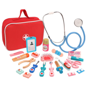 Holz Pretend Play Doctor Pädagogisches Spielzeug für Kinder Medizinische Simulation Medizin Brust Set für Kinder Rolle Spielen Pretend Spielzeug