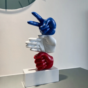 Modern Art Figurines Creative Stone Scissor Cloth Gesture Sculpture Desktop Decor Office Soft Home Living Room Resin Decoration