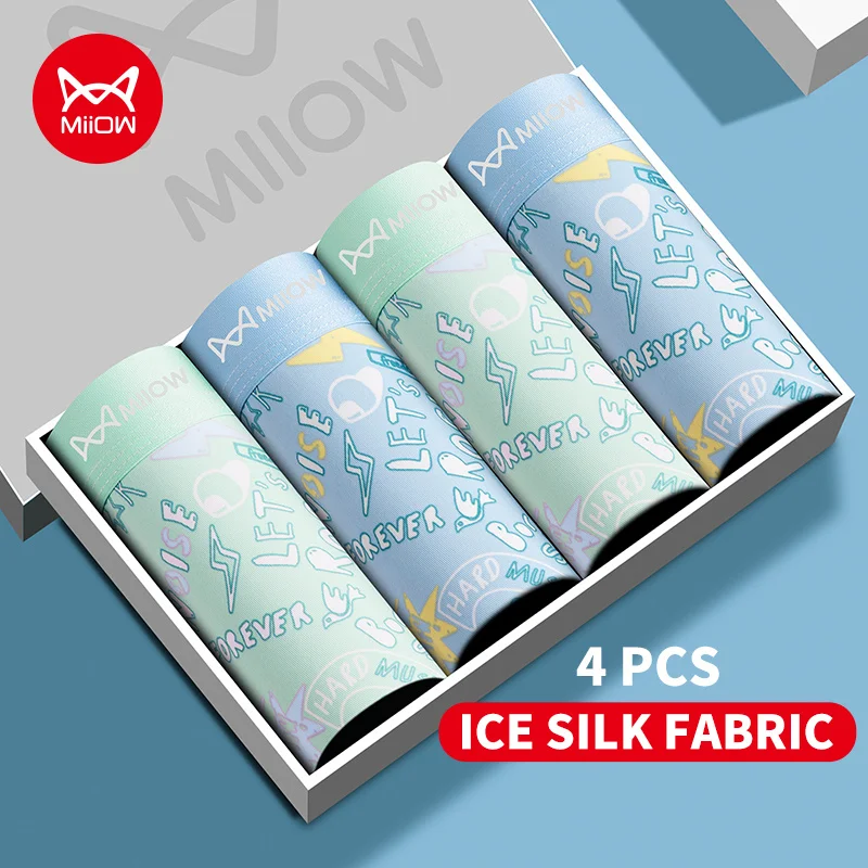 Miiow 4Pcs Ice Silk Men Boxers 10A Antibacterial Crotch Man Panties Underpants Breathable Cartoon Print Men'S Underwear Trunks Miiow 4Pcs Ice Silk Men Boxers 10A Antibacterial Crotch Man Panties Underpants Breathable Cartoon Print Men'S Underwear Trunks – Bild 8