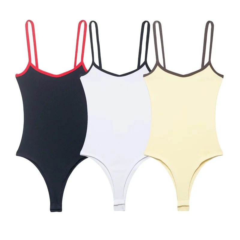 Women'S Bodysuit 2026 New Fashion Spring Summer Color-Block Trim Jumpsuit For Women Chic Personality Spaghetti Strap Bodysuit Women'S Bodysuit 2026 New Fashion Spring Summer Color-Block Trim Jumpsuit For Women Chic Personality Spaghetti Strap Bodysuit