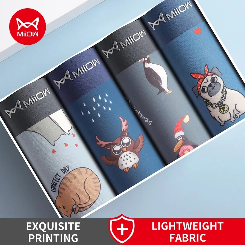 Miiow 4Pcs Tier Druck Männer Unterwäsche Boxer Shorts Jugend Baumwolle Männer Boxershorts Atmungsaktive Unterhose Dessous Männliche Höschen Miiow 4Pcs Tier Druck Männer Unterwäsche Boxer Shorts Jugend Baumwolle Männer Boxershorts Atmungsaktive Unterhose Dessous Männliche Höschen – Bild 7