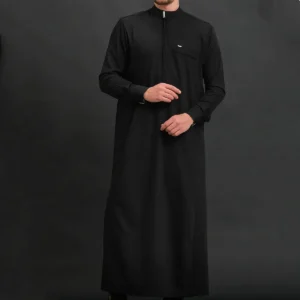 Muslimische Herren-Thobes mit Langen Ärmeln, Einfarbig, Locker Geschnitten, Traditionelle Islamische Männerkleidung, Kaftan für Festliche Anlässe im Arabischen Ethnischen Stil