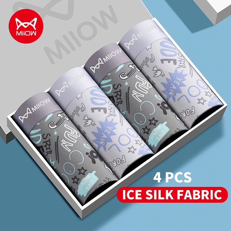 Miiow 4Pcs Ice Silk Men Boxers 10A Antibacterial Crotch Man Panties Underpants Breathable Cartoon Print Men'S Underwear Trunks Miiow 4Pcs Ice Silk Men Boxers 10A Antibacterial Crotch Man Panties Underpants Breathable Cartoon Print Men'S Underwear Trunks – Bild 7