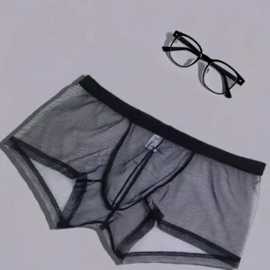 Durchsichtige Mesh-Unterwäsche für Herren, transparent, sexy, atmungsaktiv, bequem, kurze Shorts, erhältlich in den Farben Schwarz und Weiß