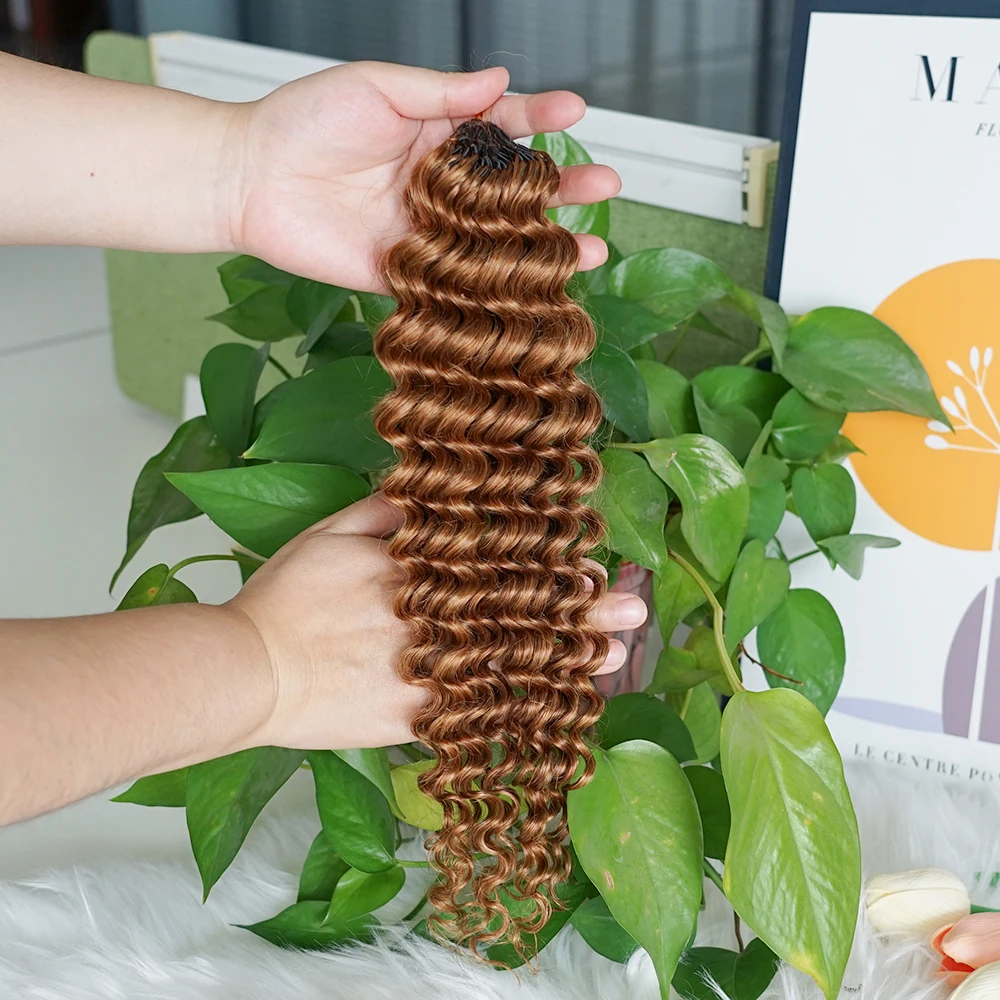 # 30 Farbige 100% Echthaar-Strähnen Für Highlight Miracle Knots Crochet Deep Wave Feather Crochet Boho Braids Wellige Bulk-Haarverlängerungen # 30 Farbige 100% Echthaar-Strähnen Für Highlight Miracle Knots Crochet Deep Wave Feather Crochet Boho Braids Wellige Bulk-Haarverlängerungen – Bild 3