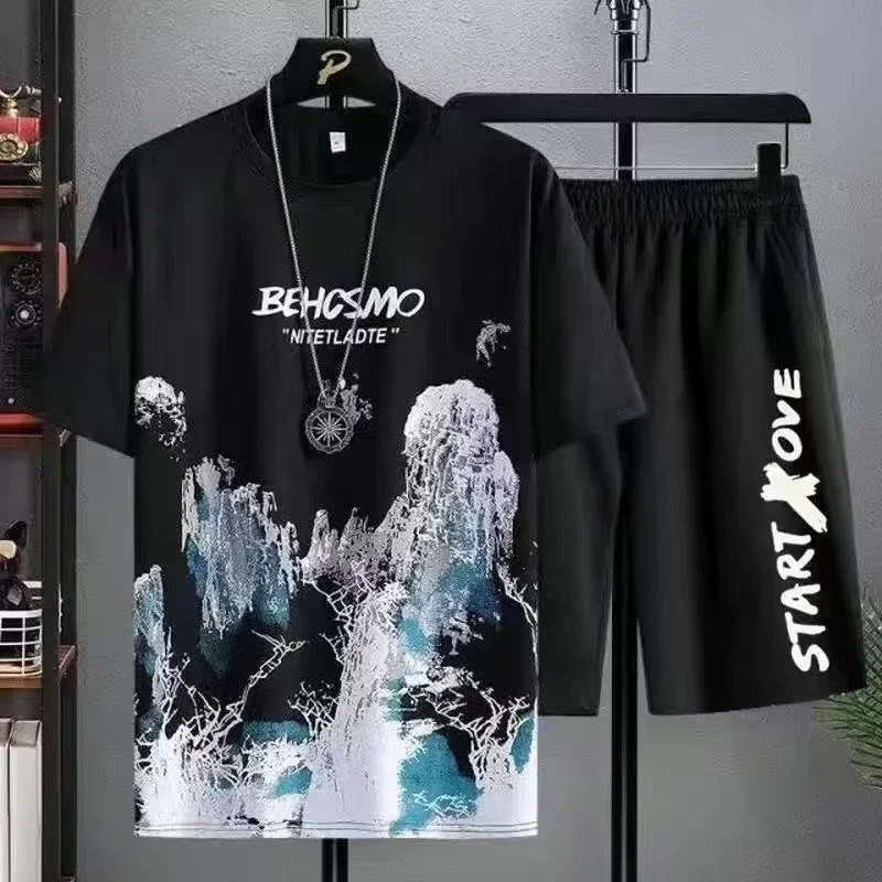 2025 Sommer Dünnes Casual Herren-Set Manga Graffiti T-Shirts + Shorts 2-Teilig Bequem Und Atmungsaktiv Herren Top Bedruckte T-Shirt-Sets 2025 Sommer Dünnes Casual Herren-Set Manga Graffiti T-Shirts + Shorts 2-Teilig Bequem Und Atmungsaktiv Herren Top Bedruckte T-Shirt-Sets – Bild 2