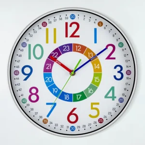 30,5 cm lange, nicht tickende Wanduhr für Kinder, Klassenzimmer, Lehruhr zum Aufhängen, Kinderzimmer, geräuschlos, bunt, dekorative Uhr, Heimdekoration