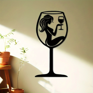 Sexy Linienkunst-Skulptur, Heimdekoration für Bar, Restaurant, Büro, Wohnzimmer, Schlafzimmer Metallische Frauen-Silhouette Wandkunst-Dekoration