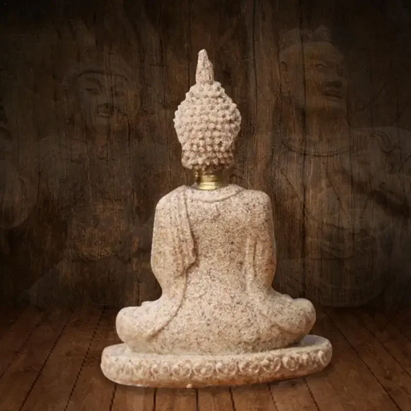 Sandstein-Buddha-Statue, Sitzende Meditation, Buddha-Skulptur, Handgefertigte Figur, Miniatur-Ornament, Heimstatue Sandstein-Buddha-Statue, Sitzende Meditation, Buddha-Skulptur, Handgefertigte Figur, Miniatur-Ornament, Heimstatue – Bild 5