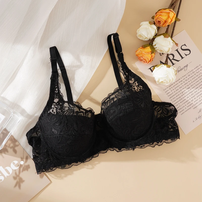 Women Sexy Lace Bra Padded Embroidery Brassiere Bralette Push Up Bras Plus Size Breathable Steel Ring Thin Underwire Women Sexy Lace Bra Padded Embroidery Brassiere Bralette Push Up Bras Plus Size Breathable Steel Ring Thin Underwire – Bild 3