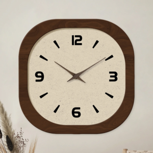 Französische Retro-Wanduhr aus cremefarbenem Kristallporzellan in quadratischer Form mit einfachem Muster für Wohnzimmer, Schlafzimmer, Küche, Heimdekoration, stille Quarzuhr, Weihnachtsgeschenk, 30,5 cm, 40,6 cm (Batterie nicht im Lieferumfang enthalten)