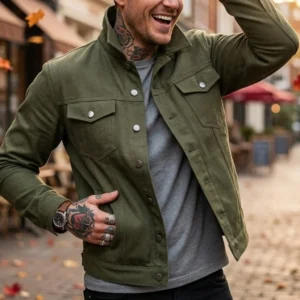 Herren Neue Jeansjacke Arbeitskleidung Streetwear Komfortable Denim-Jacke Multi-Taschen-Design Herren-Denim-Oberbekleidung