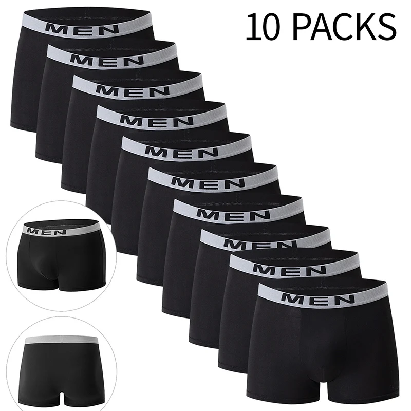 4/10 Piece Men'S Four Season Black Fashionable Casual Basic Versatile Underwear Boxer Shorts Plus Size Youth Sports Base Shorts 4/10 Piece Men'S Four Season Black Fashionable Casual Basic Versatile Underwear Boxer Shorts Plus Size Youth Sports Base Shorts