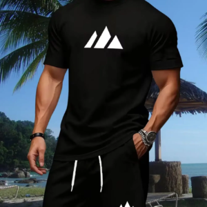 Neue Sommer-Fitness-Sportbekleidung für Herren, kurzärmeliges T-Shirt und Shorts, zweiteiliges Set, atmungsaktive und schnelltrocknende Freizeitkleidung.