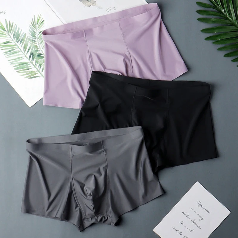 Seamless Ice Silk Boxers Men‘s Solid Color Male Underpants Ultra-Thin Sexy Underwear Summer Cool Trunk Shorts Seamless Ice Silk Boxers Men‘s Solid Color Male Underpants Ultra-Thin Sexy Underwear Summer Cool Trunk Shorts – Bild 4