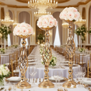 10 Stück Goldene Blumenvasen, Kerzenhalter, Ständer für Hochzeits- und Partydekoration, Tischdekoration, Säulenleuchter