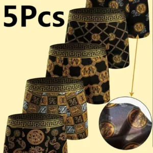 5-teilige bedruckte Herrenunterwäsche, tägliche lässige Herren-Boxershorts, bequeme Herren-Boxershorts, elastische Herren-Boxershorts.