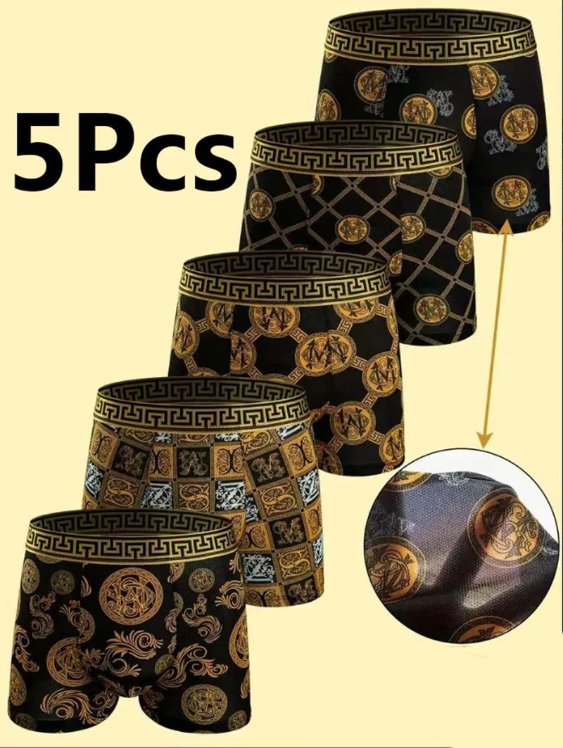 5-Teilige Bedruckte Herrenunterwäsche, Tägliche Lässige Herren-Boxershorts, Bequeme Herren-Boxershorts, Elastische Herren-Boxershorts. 5-Teilige Bedruckte Herrenunterwäsche, Tägliche Lässige Herren-Boxershorts, Bequeme Herren-Boxershorts, Elastische Herren-Boxershorts.