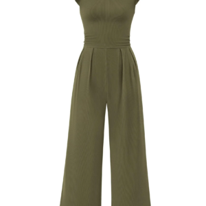 Frühjahr/Sommer 2026 Neue Kollektion Damen Rundhals Ärmelloser Jumpsuit mit Rüschenbesatz, Tailliert und Figurformend